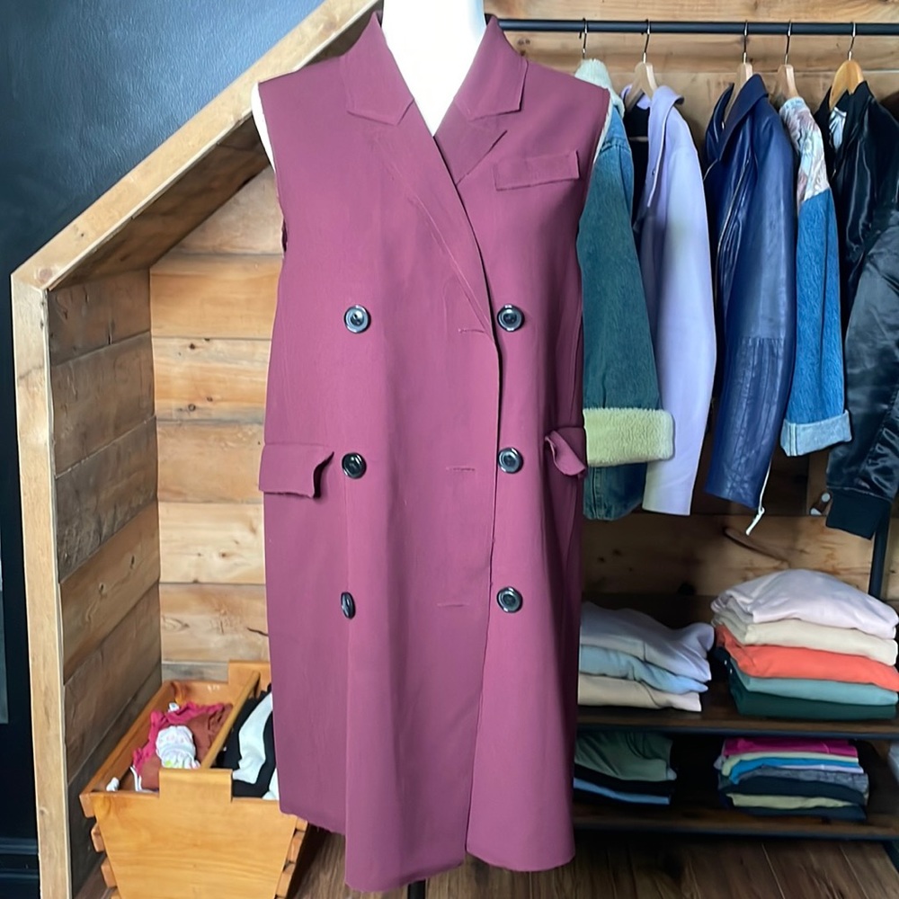 RD Style Oversized Vest - Burgundy